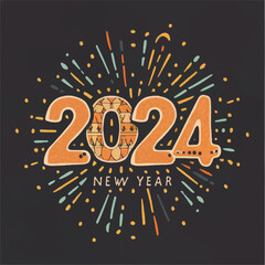 ector happy new year lettering. handwritten inscription with swirls