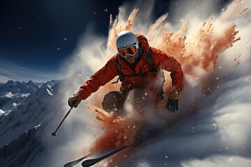 Thrilling Ride Down the Snowy Slopes Generative AI