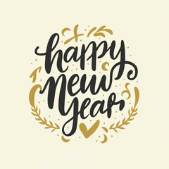 ector happy new year lettering. handwritten inscription with swirls
