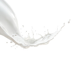 Milk splashes isolated on transparent background. Milk splashes and drops flying in different directions isolated on a white background. Splashes of white liquid.