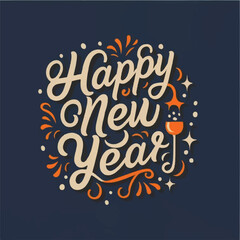 ector happy new year lettering. handwritten inscription with swirls