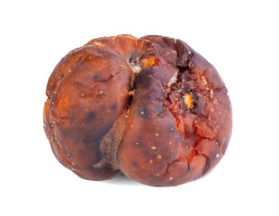Rotten apple, isolated on a white background.