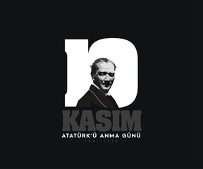 Türkiye Cumhuriyeti'nin kurucusu Mustafa Kemal Atatürk'ün Ölüm Günü yıldönümü. 10 Kasım Atatürk'ü Anma Günü. Vektör tasarım şablonu.
