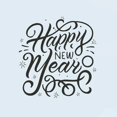 ector happy new year lettering. handwritten inscription with swirls