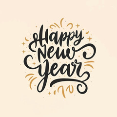 ector happy new year lettering. handwritten inscription with swirls