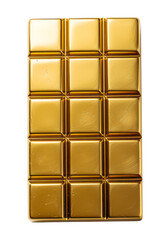 golden chocolate bar isolated on a transparent background