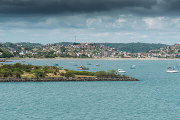 Fototapeta premium Bay and fishing boats in Ilheus, Bahia, Brazil