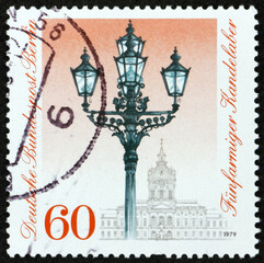 Postage stamp Germany 1979 5-armed candelabra, gas lamp, 300 years of street lighting in Berlin