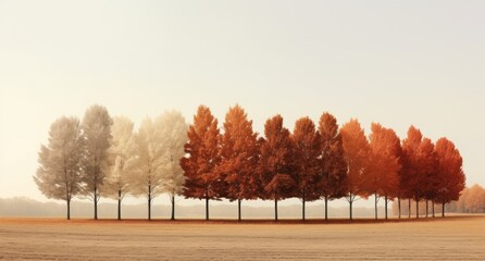 a large group of trees in different colors in a field
