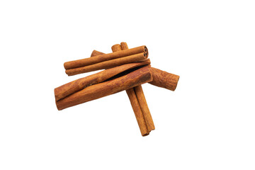 All the cinnamon is on the pile, the background is white. Flatlay photography