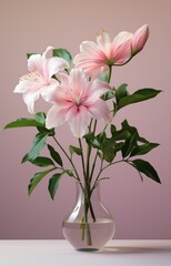 a pink flower in a vase,