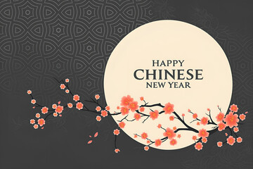 Greeting card, celebration banner for Chinese New Year on a gray background. Copy space for text, message
