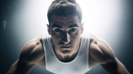 Fototapeta na wymiar Close-up photo of fit athlete man