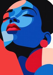 abstract face of African-american Woman, happy Africa Day poster