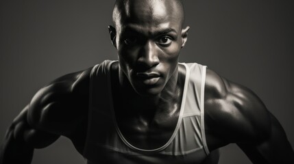 Close-up photo of muscular masculine black man