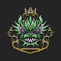 Green dragon vintage emblem. Cute Chinese symbol of 2024 Year for greeting card design.