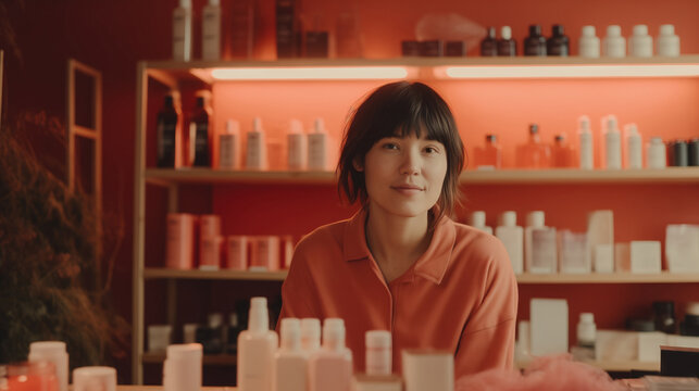 Generative AI portrait of a content small business owner