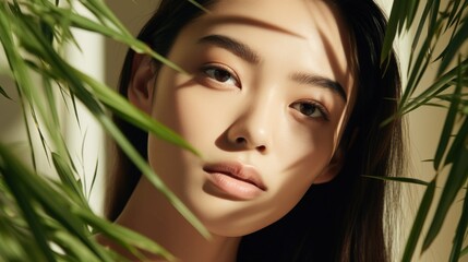 Naklejka premium Beautiful woman with natural make-up