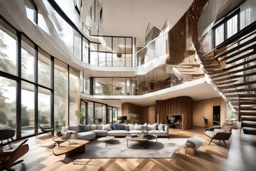 interior of a house,Residential building section - obrazy, fototapety, plakaty