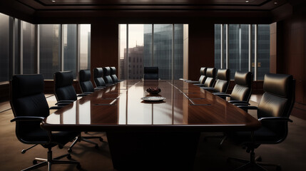 Elegant boardroom ready for an executive meeting.