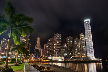 Punta Paitilla at Night, Panama City, Republic of Panama, Central America
