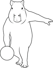 Capybara Bowling Bowling ball Sports Animal Vector Graphic Art Illustration