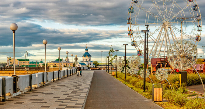 Panorama of Sovetskaya embankment in the city of Cheboksary