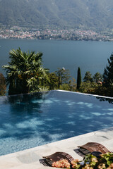 Window view to Lake Como in Italy