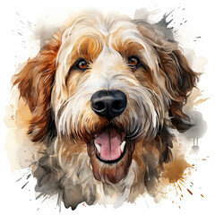 watercolor Labradoodle clipart, Generative Ai