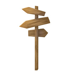 An index post made of wood with directional arrows. A billboard for announcements, addresses, and directions. Signage for campgrounds, nature parks, forests, and hiking trails. Isolated illustration
