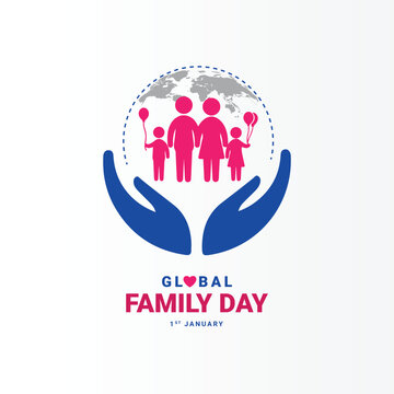 Creative Template Design for Global Family Day. International Family Day Wishing Greeting Card. World Family Day Logo Icon, Symbol of care and love, Creative Design for Happy Family Day.