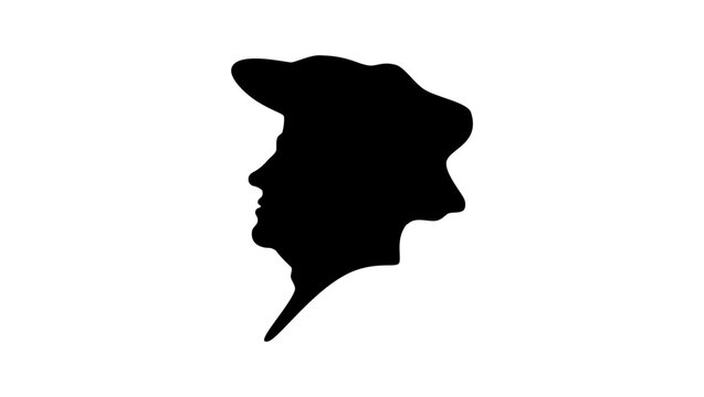 Ulrich Zwingli, black isolated silhouette
