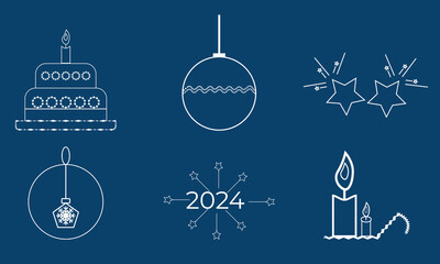  New year and Christmas line icon set ,Party line icon set.