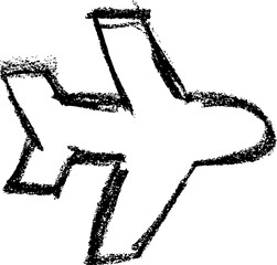 Airplane Icon - Crayon Chalk Drawing