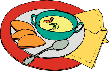 Soup in a bowl isolated on white background in EPS10