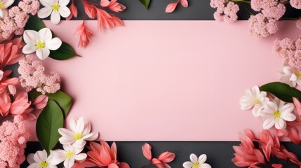 Fototapeta na wymiar spring sales floral border frame with copy space