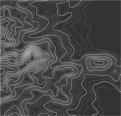 Grey contours vector topography. Mountain terrain geographic map. Elevation graphic contour height lines. Topographic map