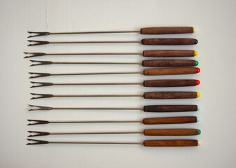 Fondue forks with teak handles from the 1960s.