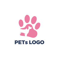 Pets logo template this cat and dog co-vector image