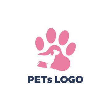Pets logo template this cat and dog co-vector image