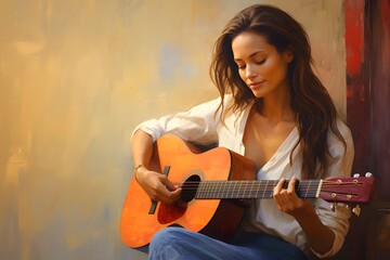 Structured Background: Young woman with jeans and a smiling face