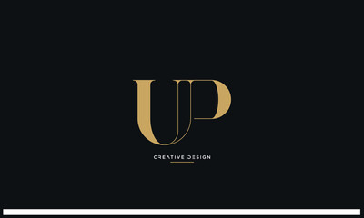 UP or PU Alphabet letters logo monogram