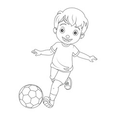 child playing football coloring page