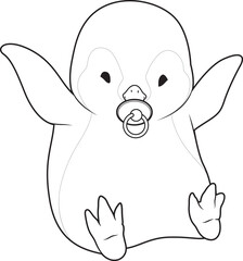 Penguin Baby Pacifier Animal Vector Graphic Art Illustration