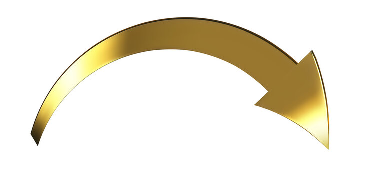 Gold arrow isolated on white background