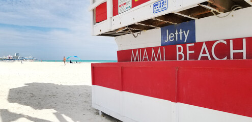 Miami Beach lifeguard station in South Beach at the Jetty