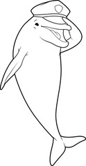 Dolphin Cop Police hat Police Animal Vector Graphic Art Illustration