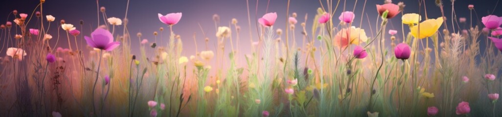 flowers growing on a field of grass,