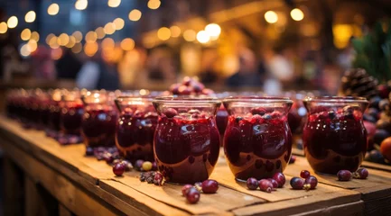 Stof per meter glasses of hot spiced winter fruit soup at the ice market, © ArtCookStudio