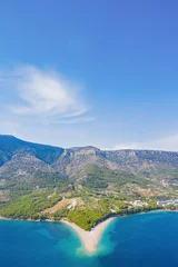 Wall murals Golden Horn Beach, Brac, Croatia Aerial view of the Golden Horn Beach in Croatia. Also known as Zlatni Rat Beach it was named as one of the best beaches in the world coming in at 12th on the list.